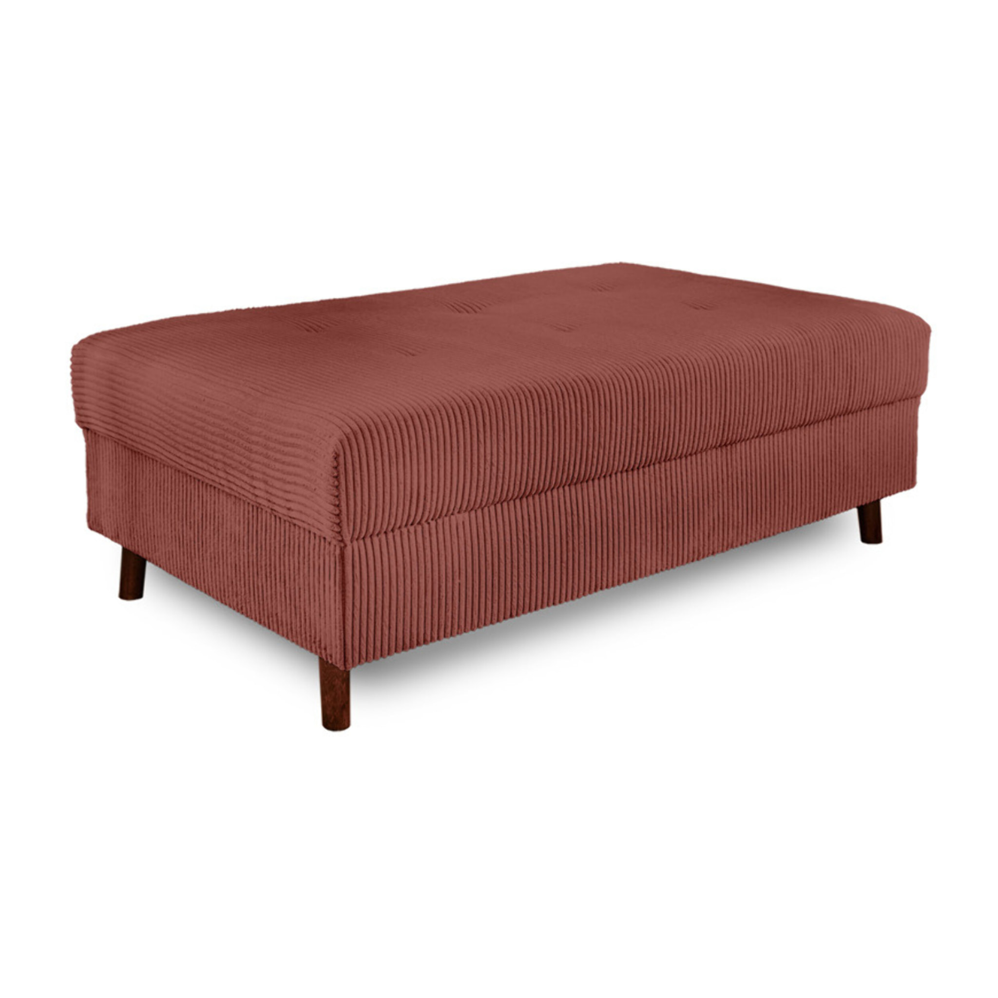 Rune - canapé d'angle gauche - 4 places - avec pouf d'appoint - en velours côtelé - Terracotta