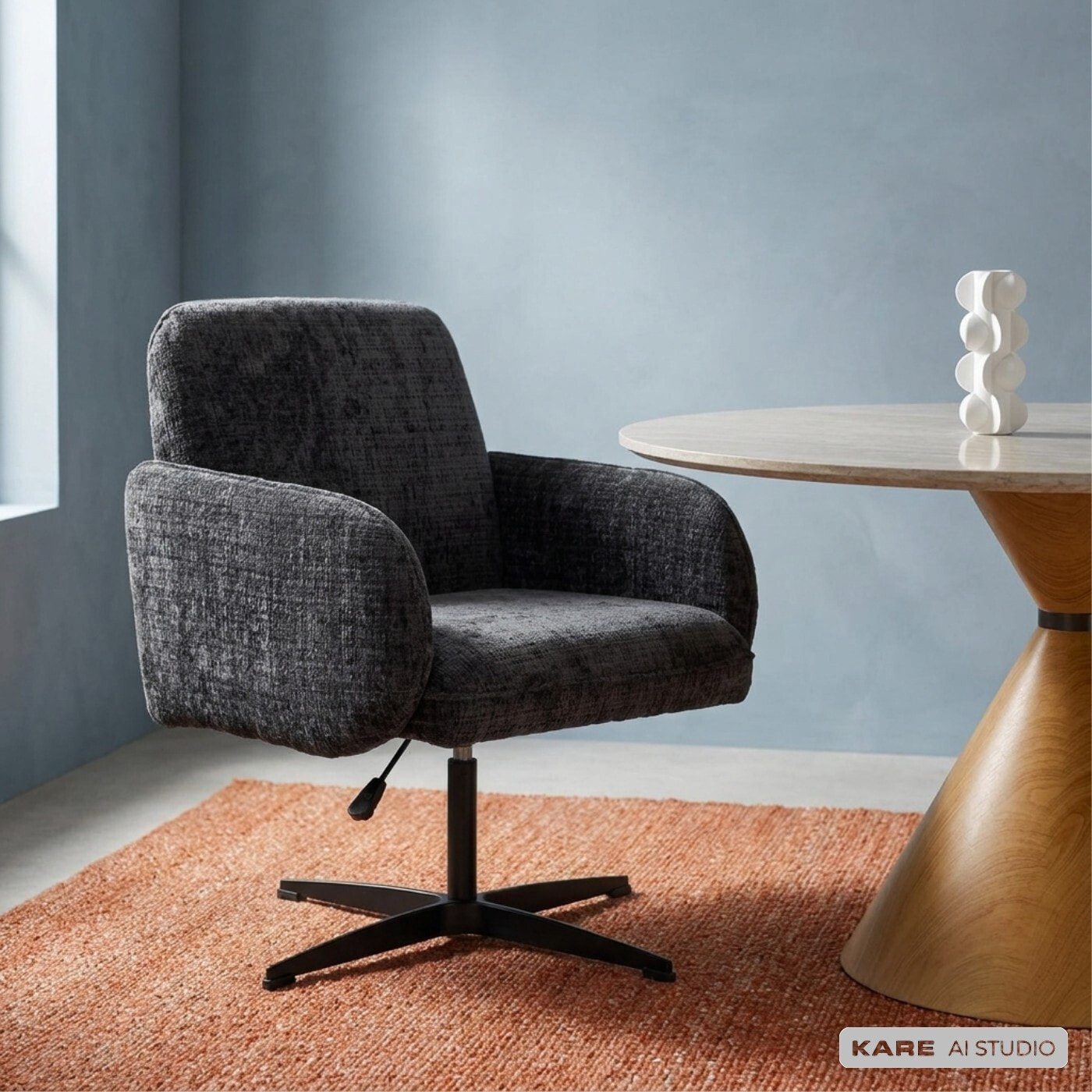 Chaise avec accoudoirs pivotante Tabea grise Kare Design