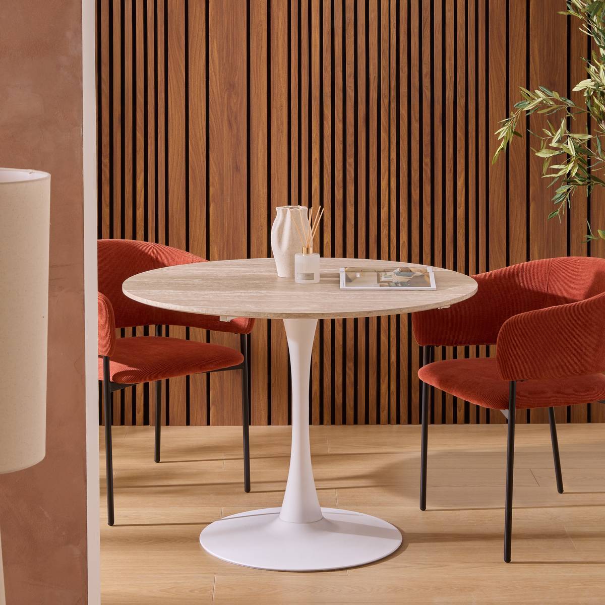 Table à manger "Elias" blanc D102x76cm