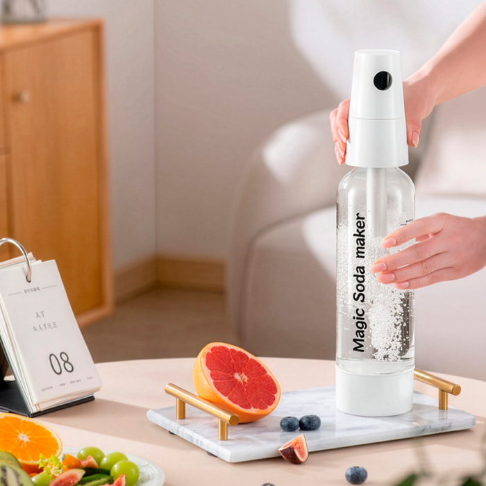 Máquina portátil KT-128B para preparar agua con gas y bebidas carbonatadas en casa. 1L de capacidad.