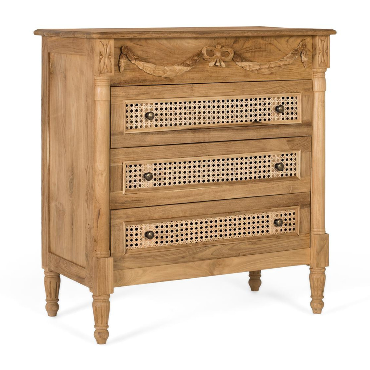 Commode en bois de teck 80 cm style rustique contemporain