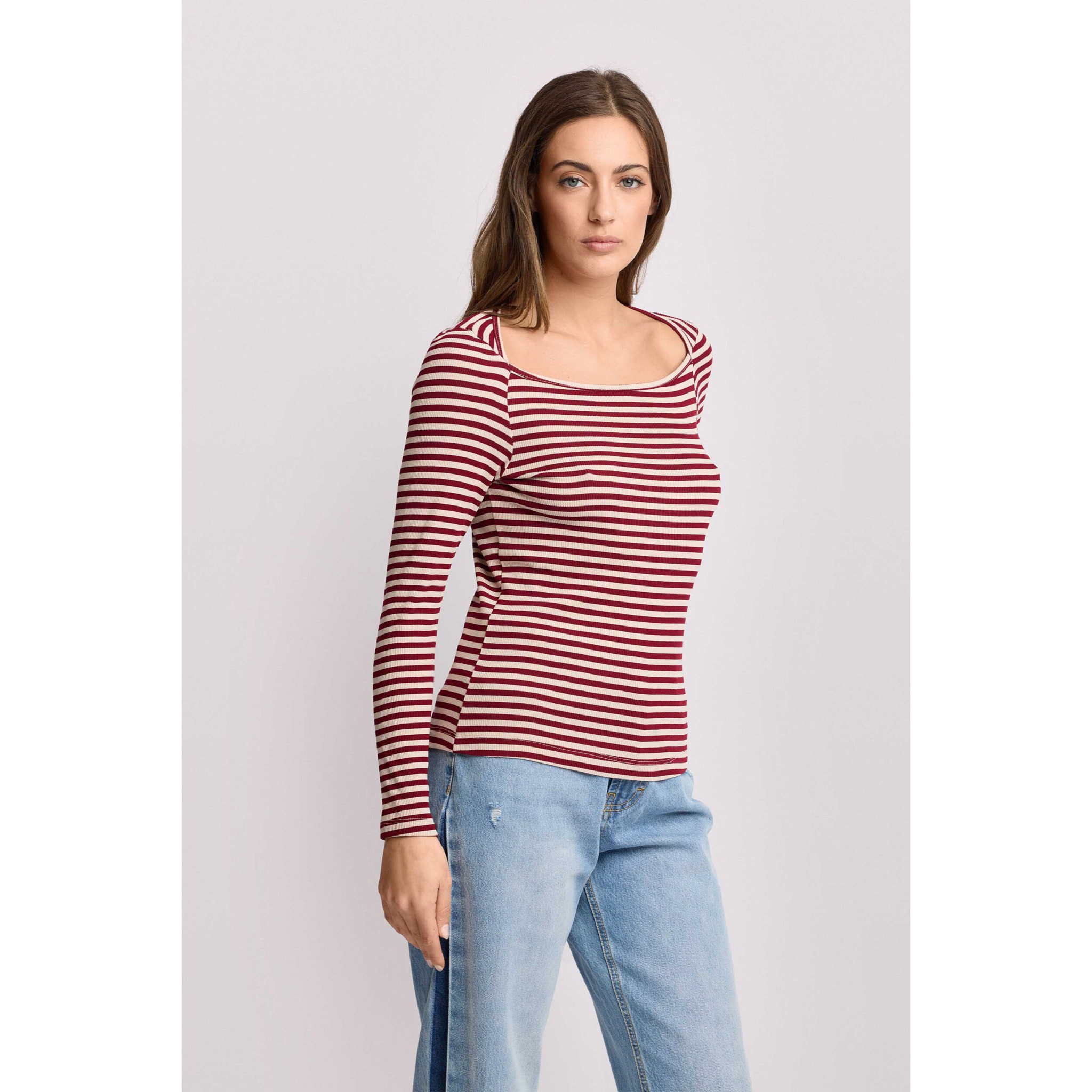 Kocca - T-shirt fantasia a righe Donna, Righe, Scollo ampio