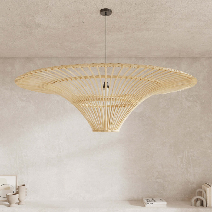 Abat-jour D120,5 cm en rotin naturel - Olga