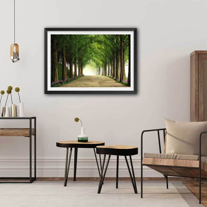 Affiche L'arbre Metasequoia Affiche + cadre en bois - Noir