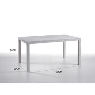 Tavolo da esterno Adila, Base per picnic, Piano da pranzo da giardino, Banco outdoor multiuso, Made in Italy, 150x90 h74 cm, Bianco