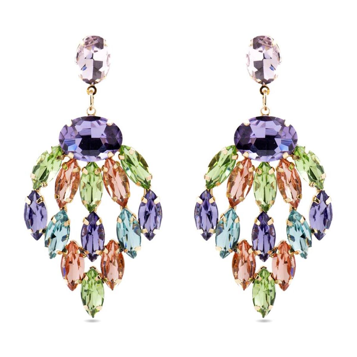 Pendientes con Cristal Multicolor acabado oro 18k