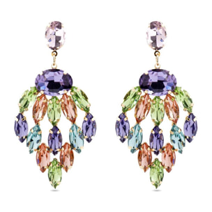 Pendientes con Cristal Multicolor acabado oro 18k