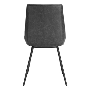 Lot de 2 chaises en cuir synthétique gris foncé - Austin
