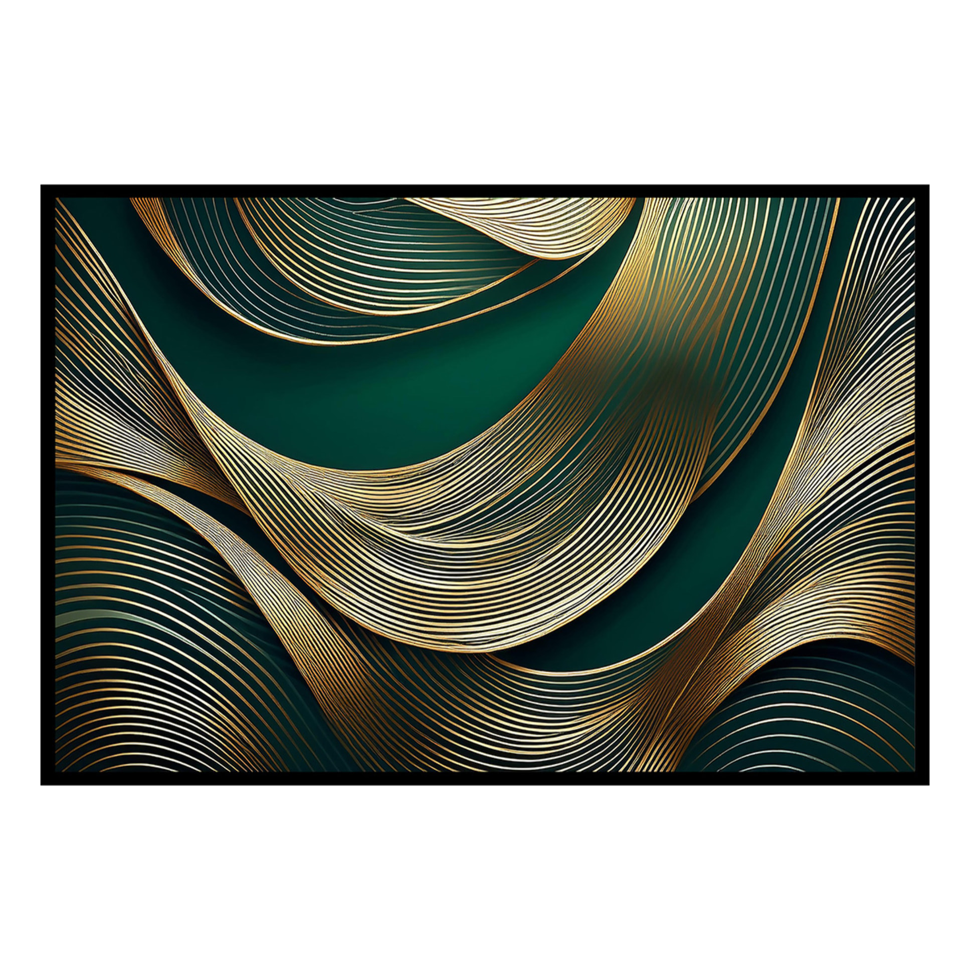 Affiche encadrée design graphique sphère noir et blanc Affiche + cadre en métal - Noir