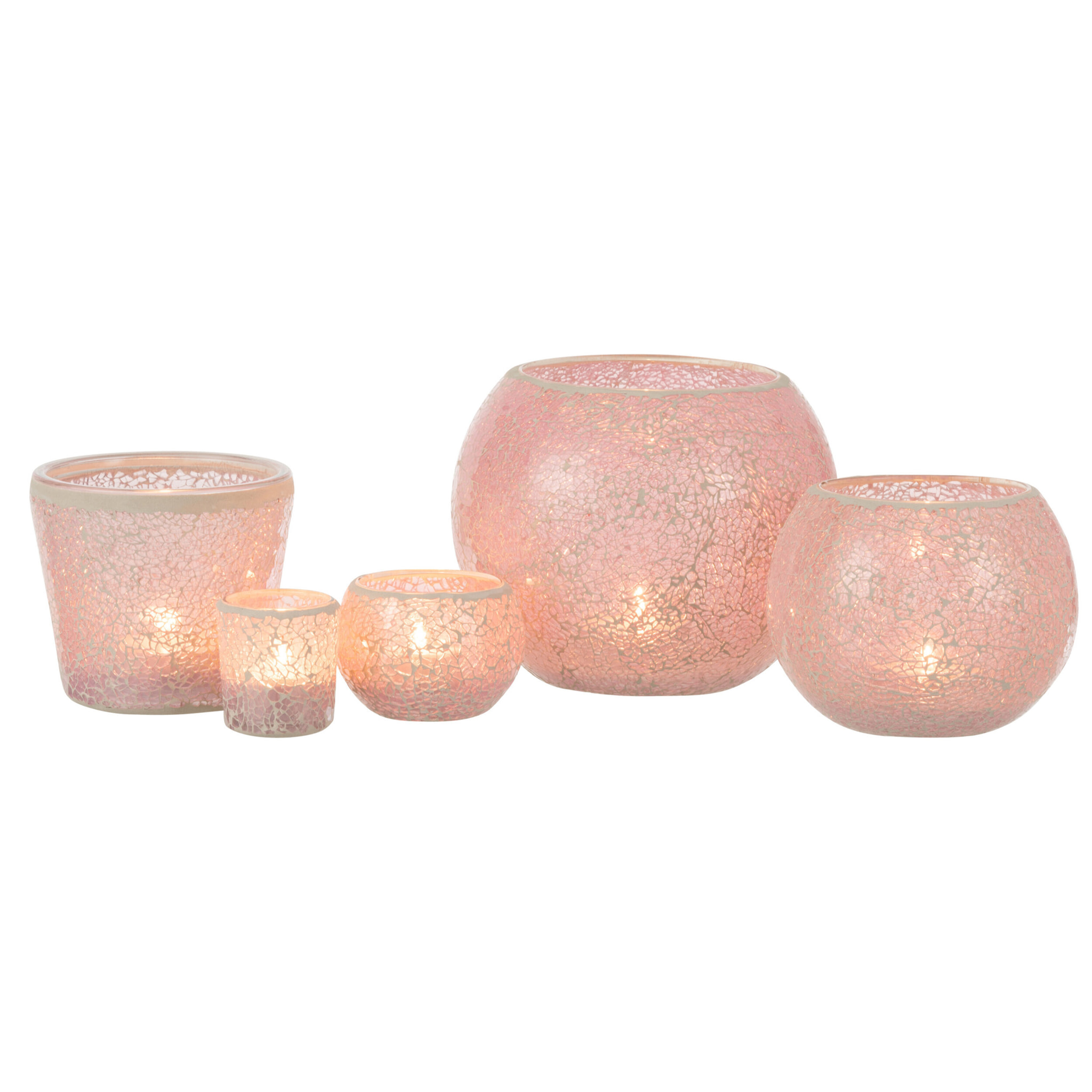J-Line bougeoir Mosaïque Conique - verre - rose