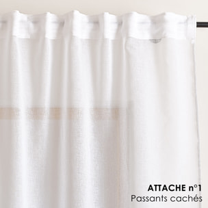 Voilage accroche 3-en-1 bicolore LUZ - Blanc