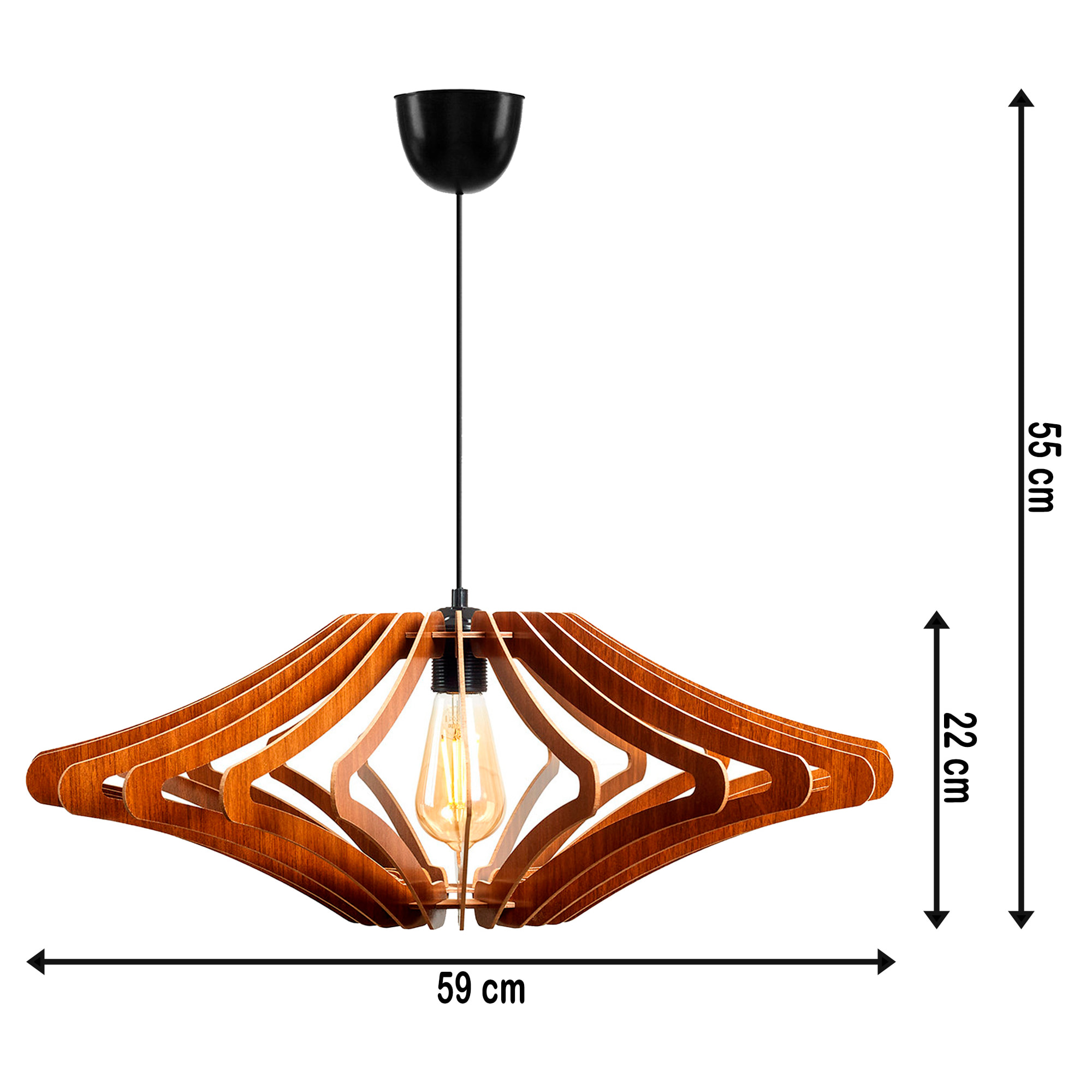 Lámpara de techo 55 cm. nogal, tipo E 27 Max 45 - 60 W