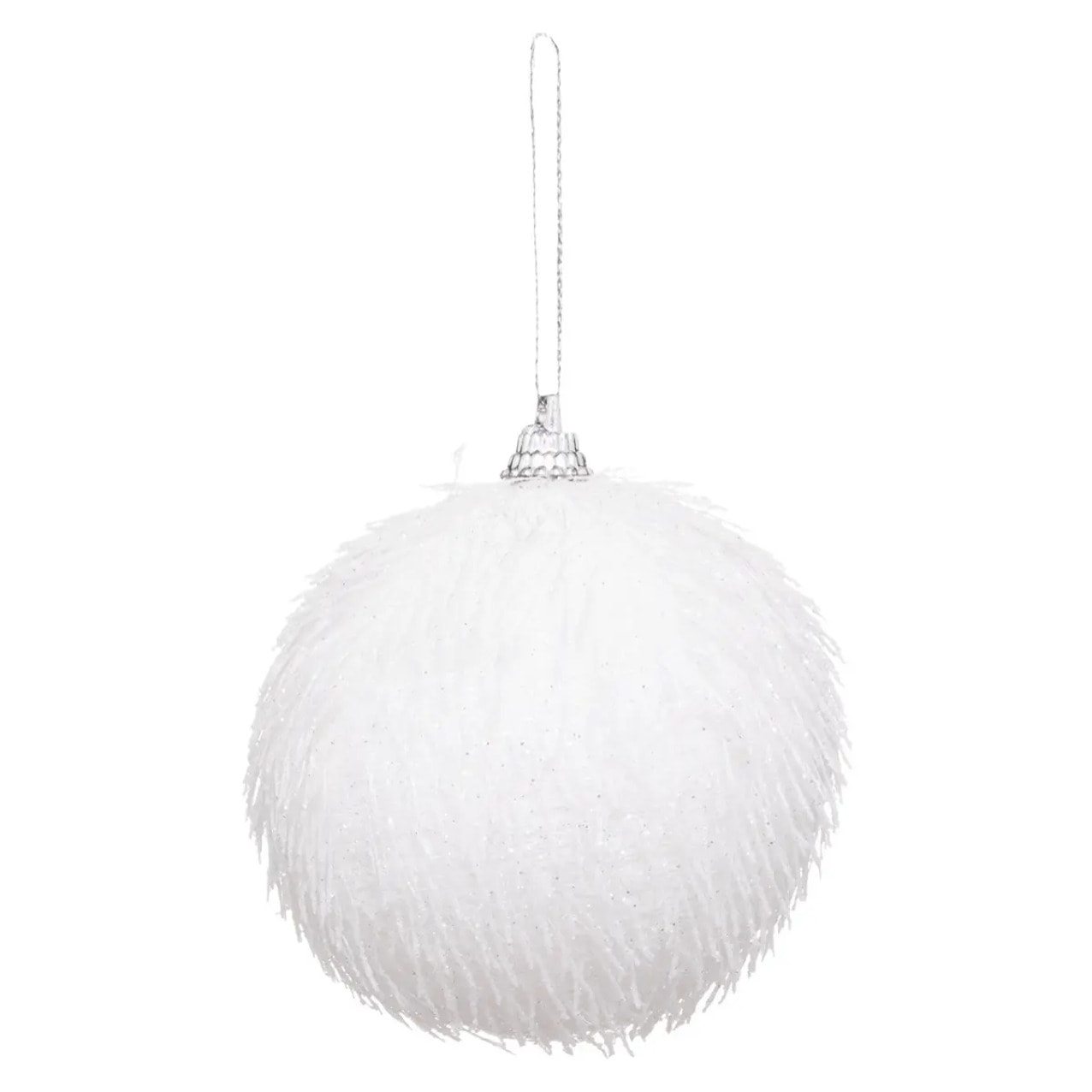 Boule de Noël Fibre paillette blanc en polyfoam