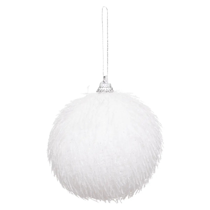 Boule de Noël Fibre paillette blanc en polyfoam