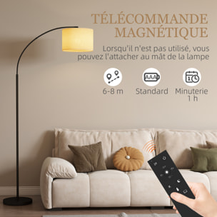 Lampadaire LED dimmable H.180 cm avec télécommande abat-jour réglable 11 température couleurs et niveaux de luminosité noir