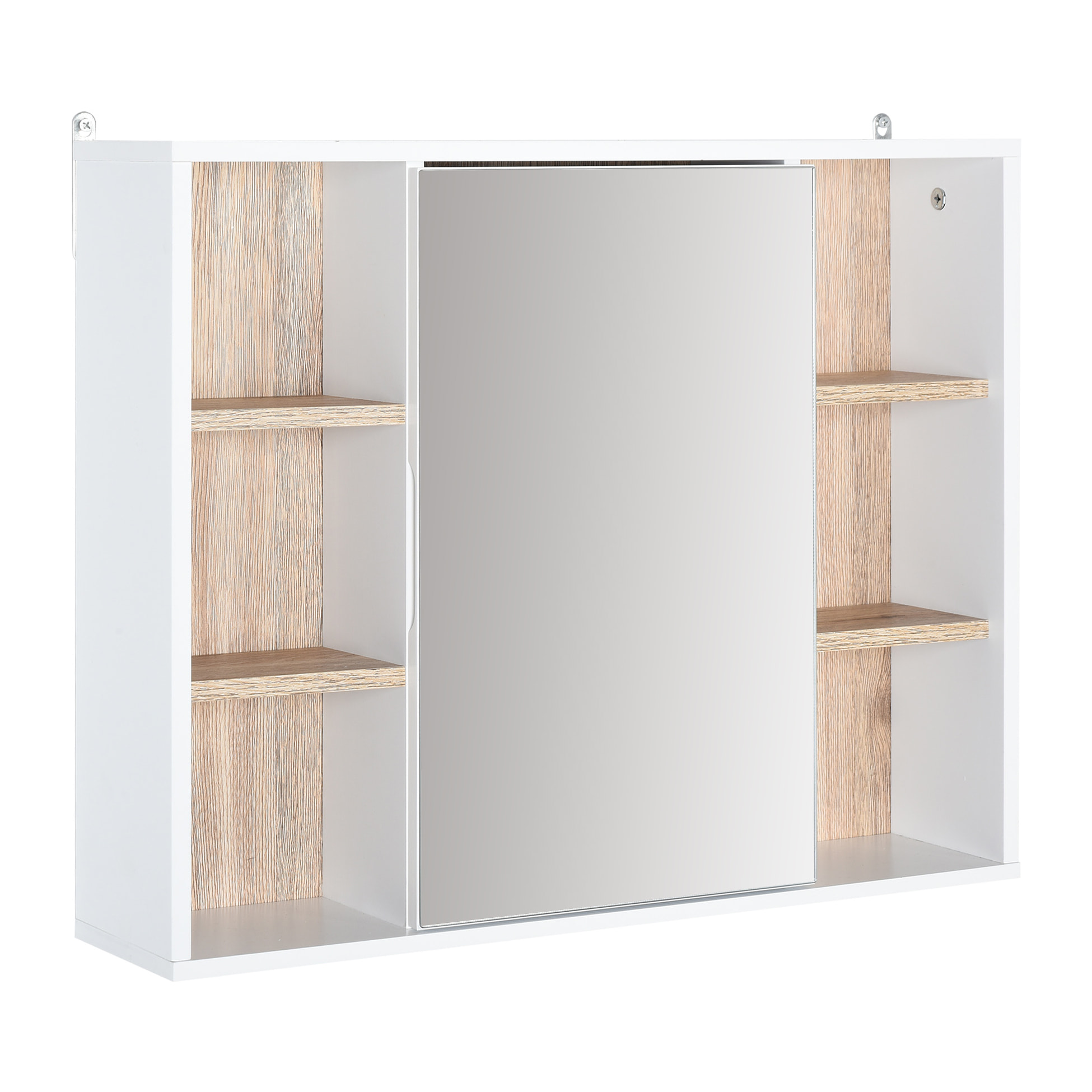 Miroir de salle de bain avec placard et étagères MDF panneaux particules blanc chêne clair