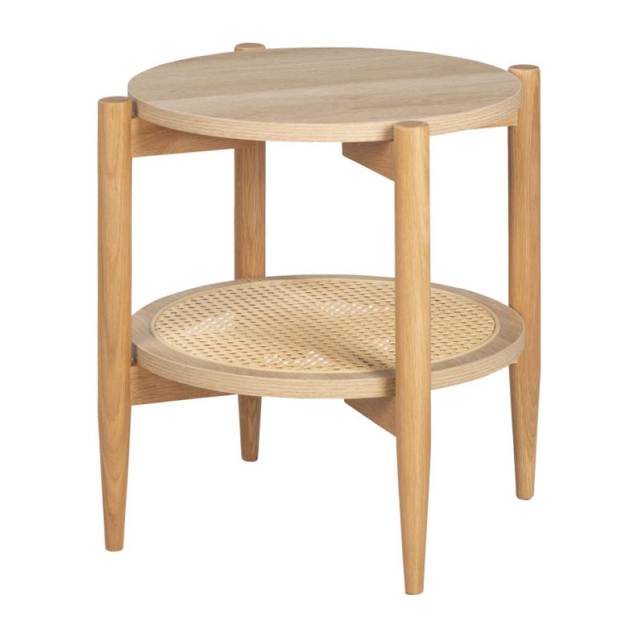 Ellos - Table d'appoint ronde en bois et cannage ø50,5cm - Couleur - Bois clair