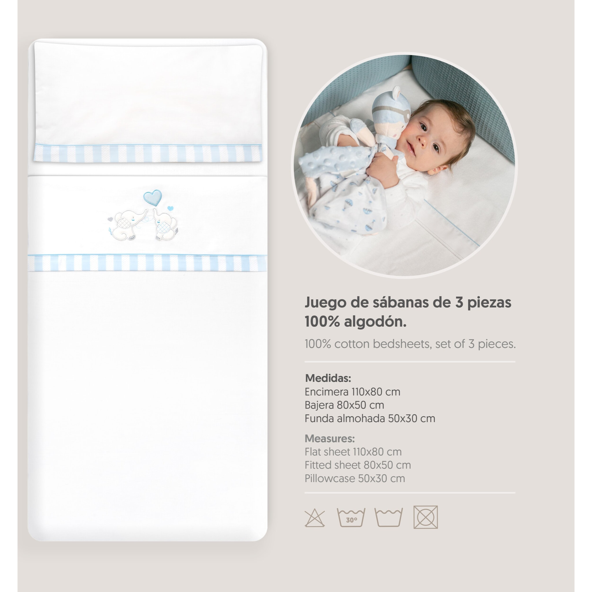 Triptico Coche Parejita Elefante Bco/Azul