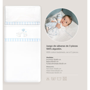 Triptico Coche Parejita Elefante Bco/Azul