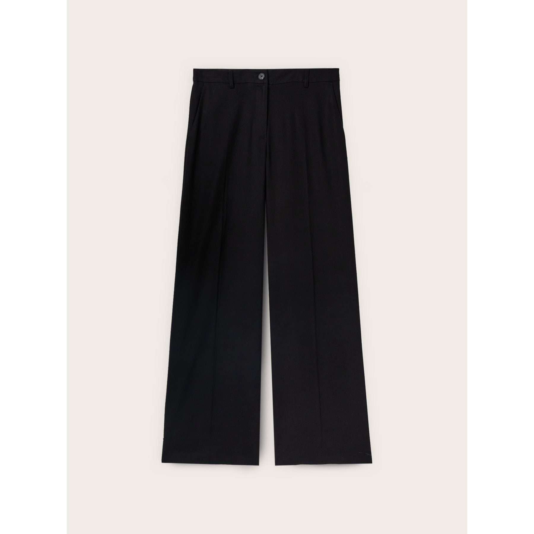 Motivi - Pantaloni palazzo con piega stirata in misto lino - Nero