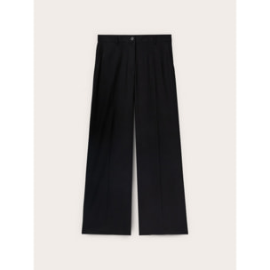 Motivi - Pantaloni palazzo con piega stirata in misto lino - Nero