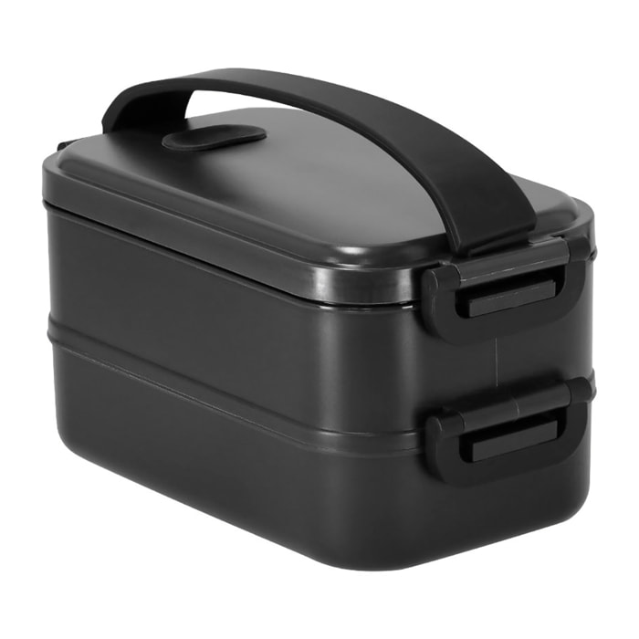 Fiambrera de 1,6L de capacidad. Fabricada en PP reciclado. Incluye 2 compartimentos independientes con bandejas de cierre hermético, de 800 ml cada una.