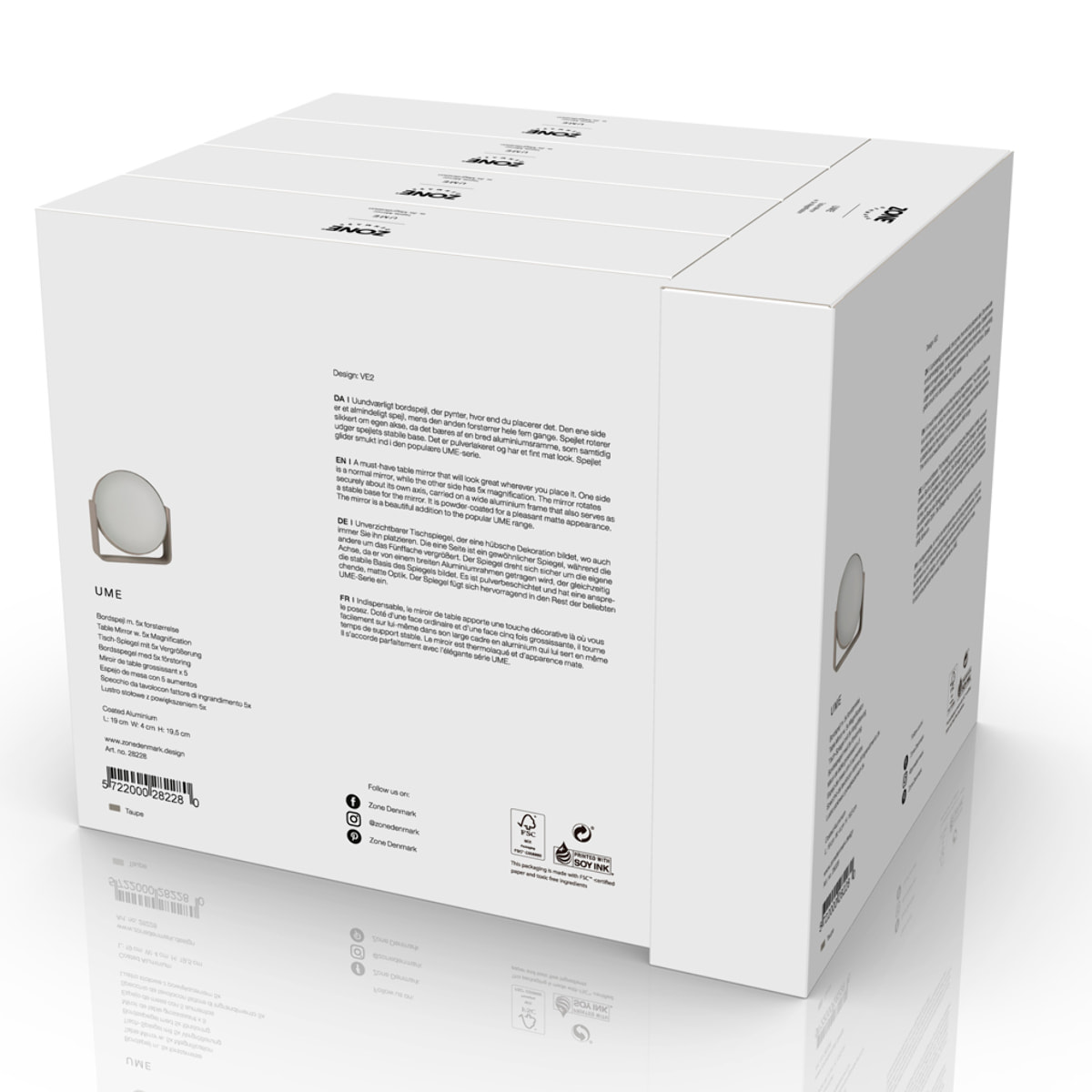 Miroir de table avec grossissement 5 x Ume Gris clair