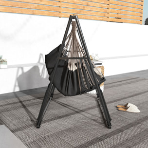 Soporte para Hamaca Plegable Portátil, 2 en 1, Soporte para Silla Colgante con Estructura de Metal y Bolsa de Transporte, Carga 120 kg, para Hamaca 2,5 m y Silla 1,5 m de Largo, Negro