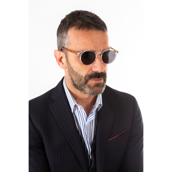 Gafas de sol OCEAN DE NIRO - Blanco transparente mate con patillas en carey y / Ahumada