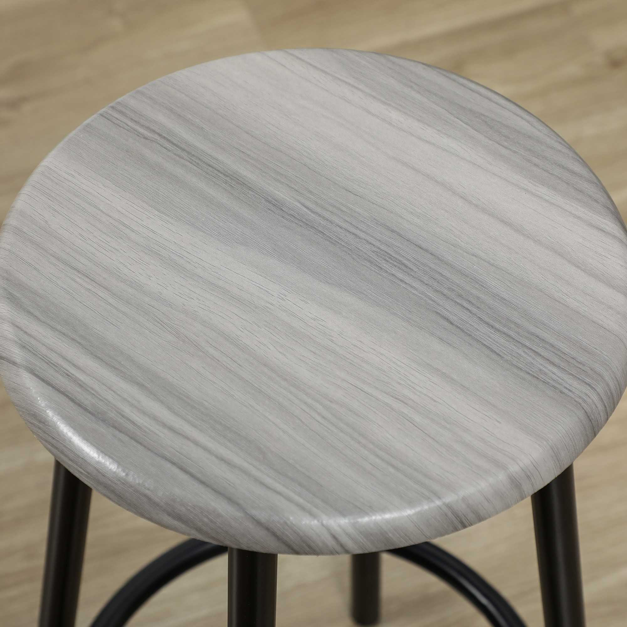 Conjunto Mesa Alta de Cocina con 4 Taburetes, Mesa de Bar Alta, Ahorro de Espacio, para Pisos Pequeños, Cocina, Comedor, Balcón o Isla Cocina 110x50x89,5 cm, Gris y Negro