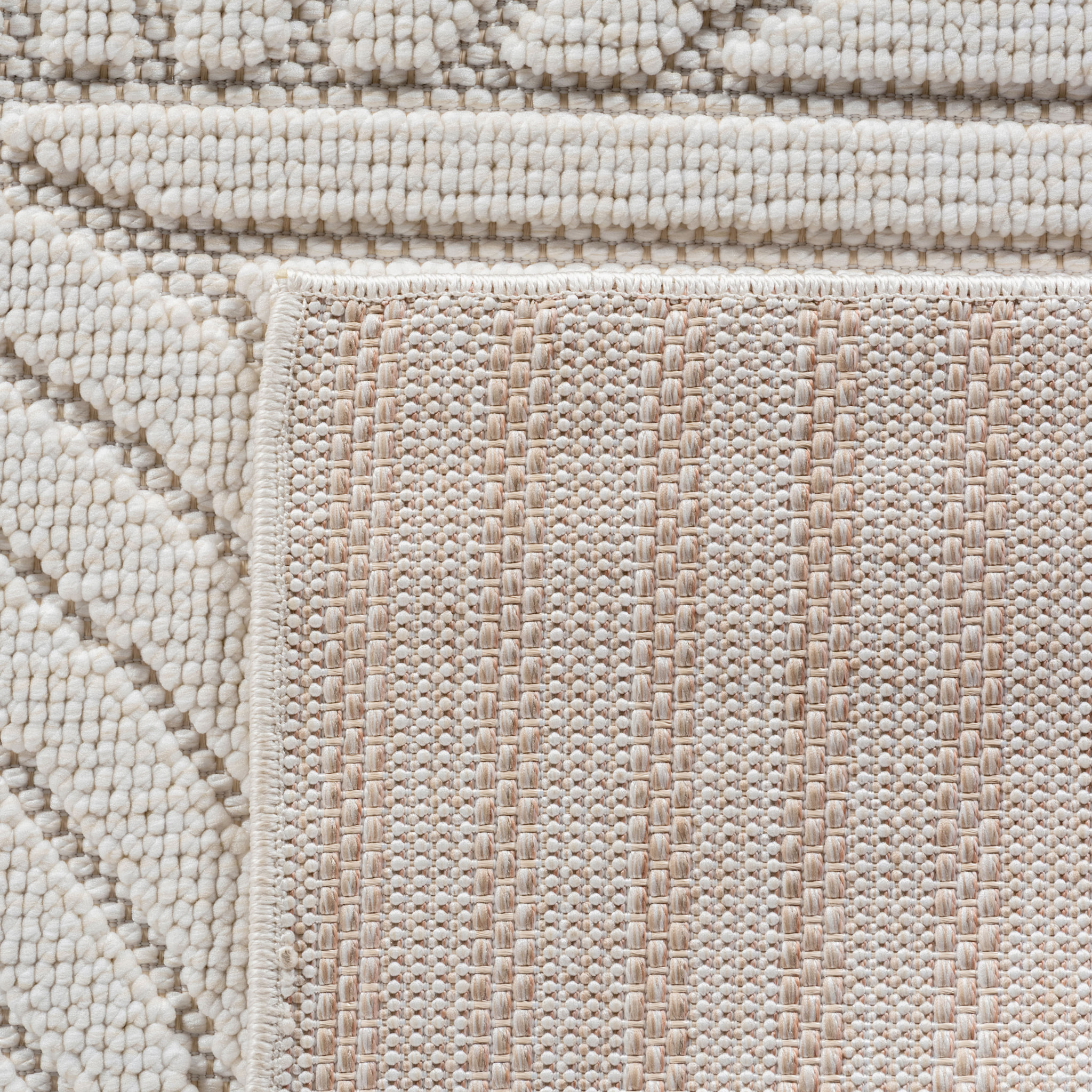 HELIX - Tapis moderne effet laine bouclé à motif géométrique en relief crème