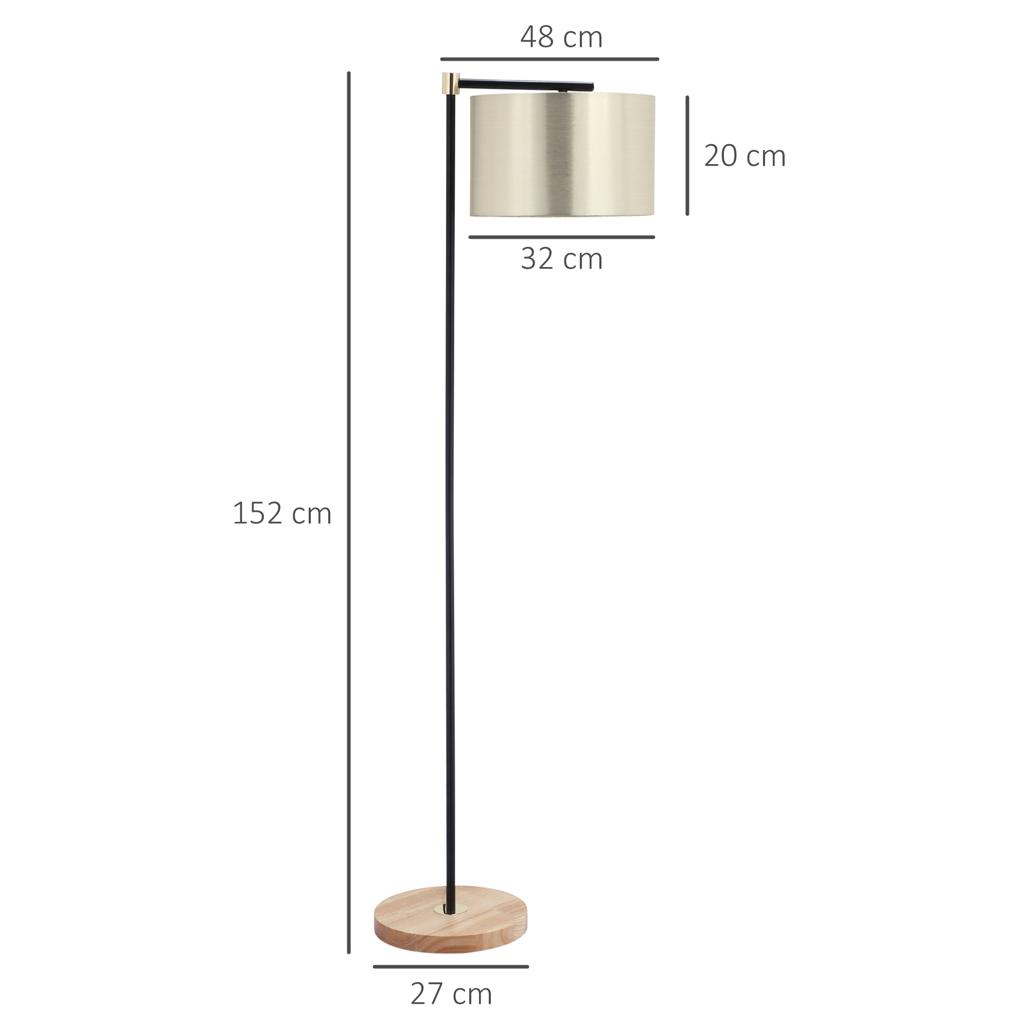 Lámpara de Pie con Pantalla Colgante de Tela Casquillo E27 Máx. 40W 48x32x152 cm