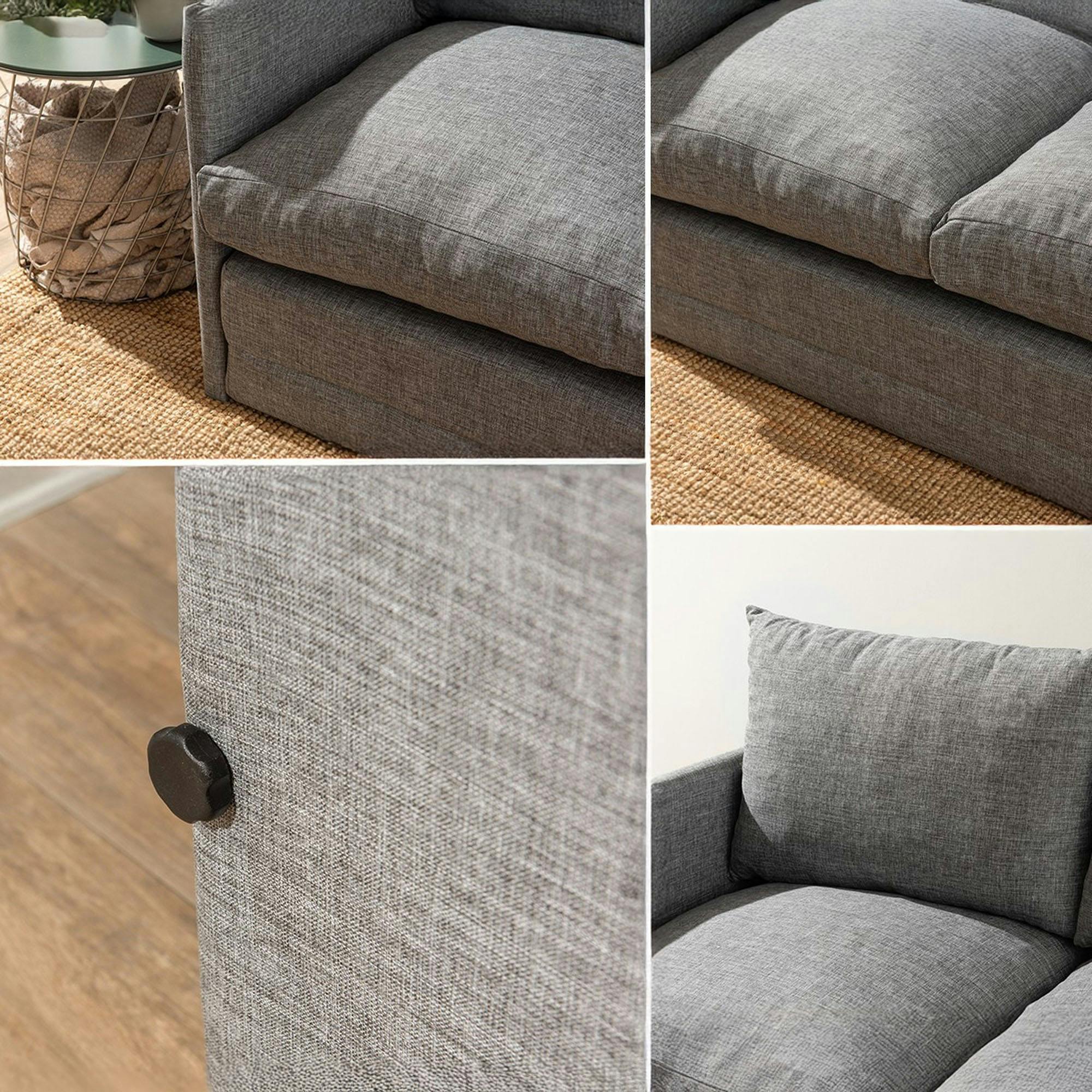 Canapé-lit d'appoint en lin gris chiné, 2 personnes ORURO