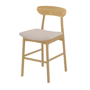 Lot de 2 chaises pour îlot central 66 cm en tissu beige et bois - Lana