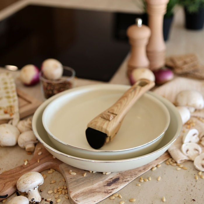 Lot de 2 poêles crème revêtement céramique - Tous feux COLORAMA