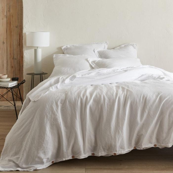 Housse de couette Organic blanc - 50% Chanvre 50% Coton Bio - Finition bouton