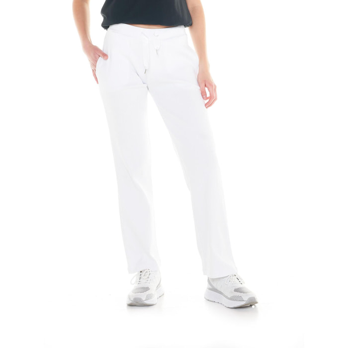 Pantalón de mujer canalé blanco y negro