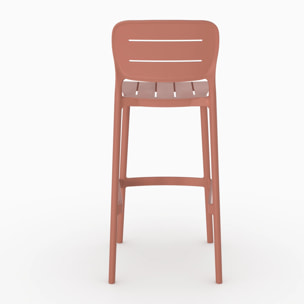 Lot de 2 chaises de bar de jardin 75 cm en plastique terracotta - Lola