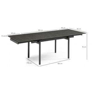 Table extensible en céramique vintage grey L160/240cm - 9 piètements - UNIK