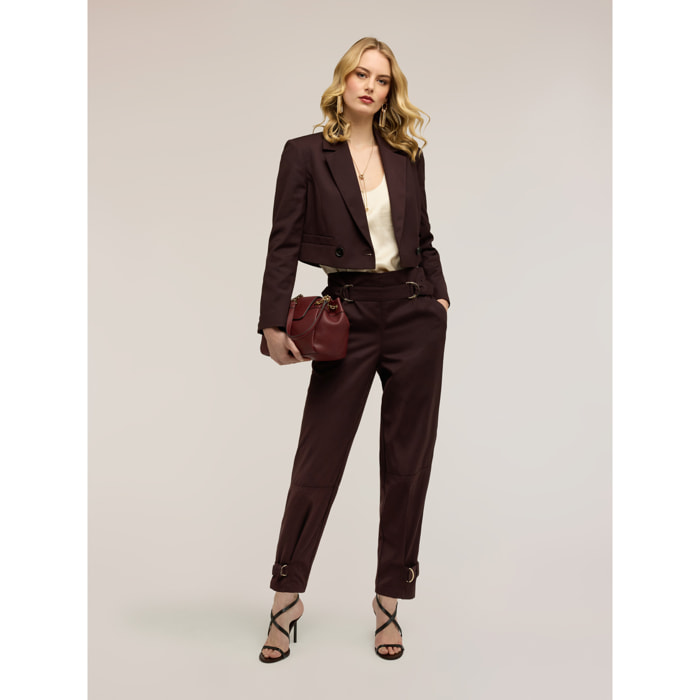 Motivi - Pantaloni in poliviscosa con cinturini - Marrone