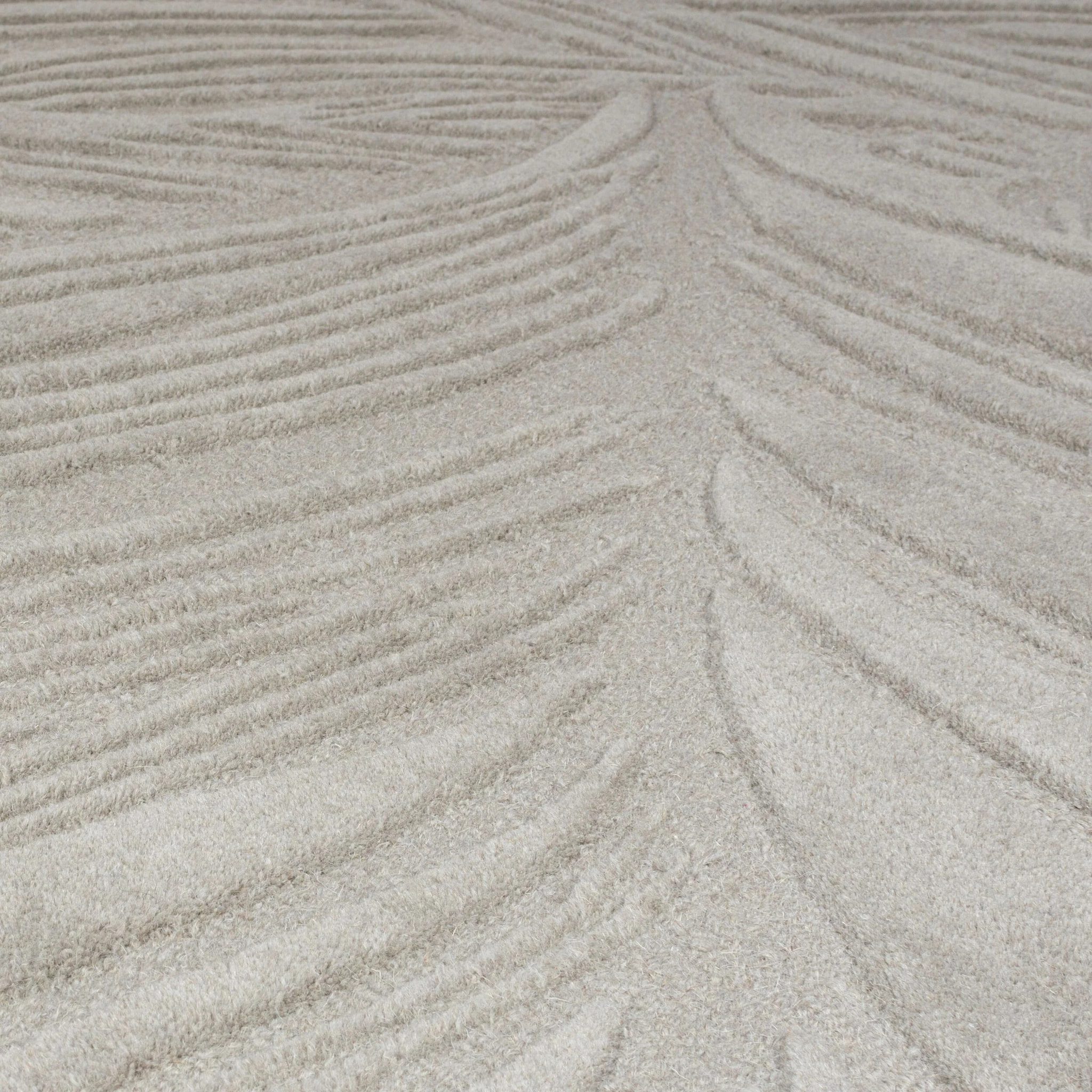 Tapis en laine rond FEUILLAGE Gris