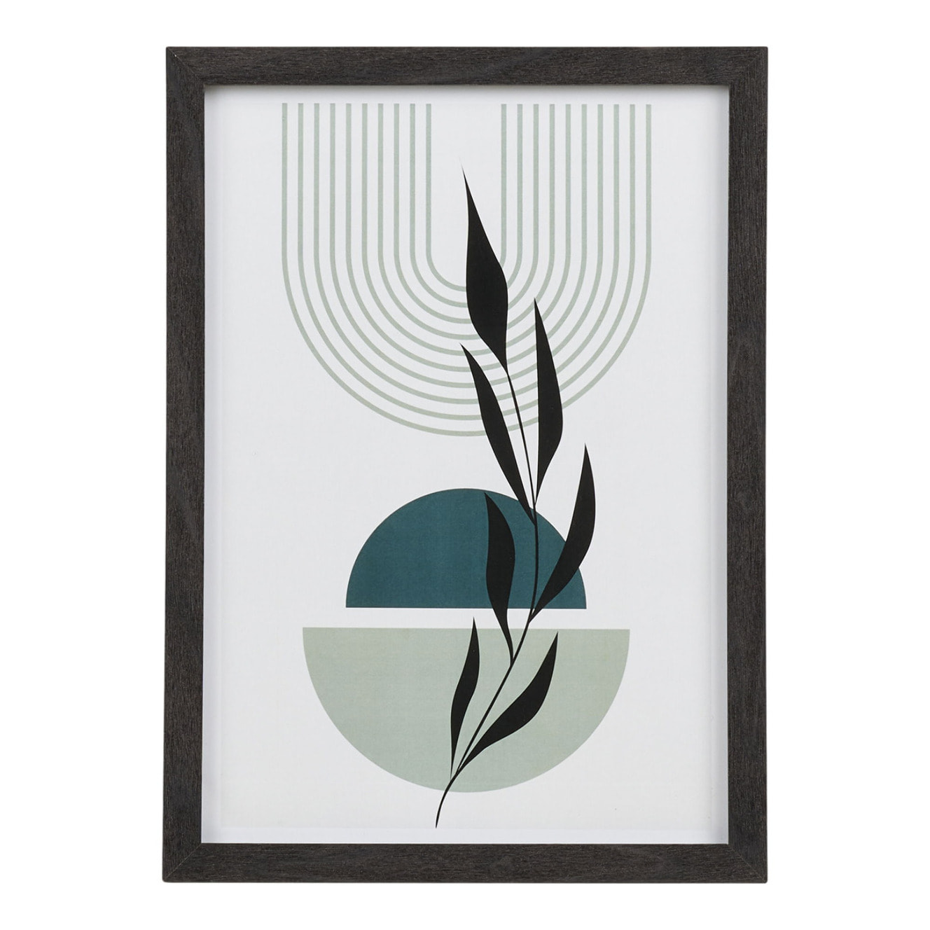 Set 3 cornici Aspen in MDF nero con stampe botaniche — 2 formati