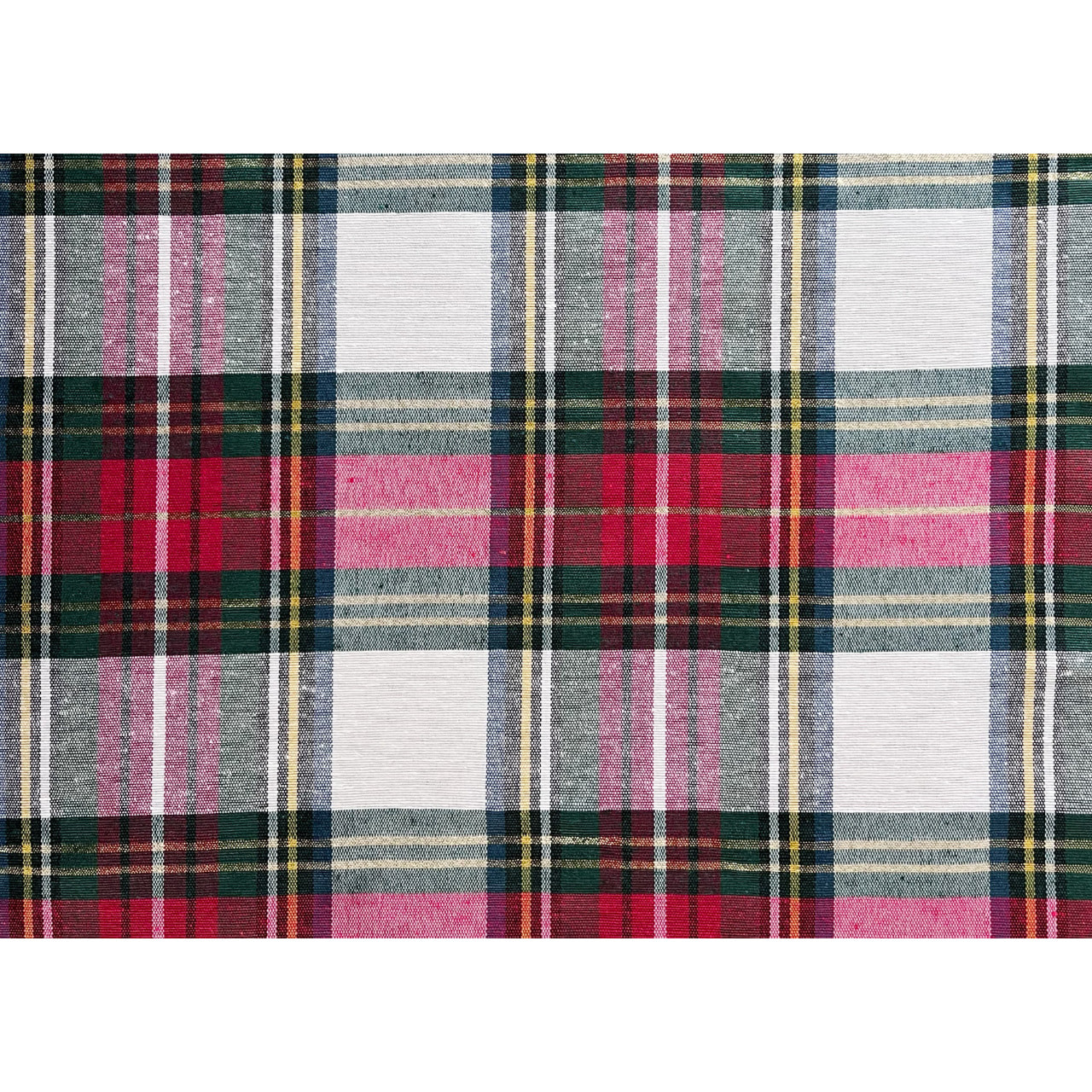 Tovaglia Natalizia in Misto Cotone Made in Italy Fantasia Edimburgo con filo Lurex