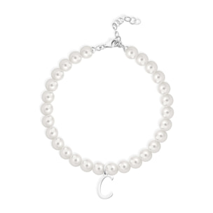 Bracciale Fujiko con Pendente Lettera C Perle Argento