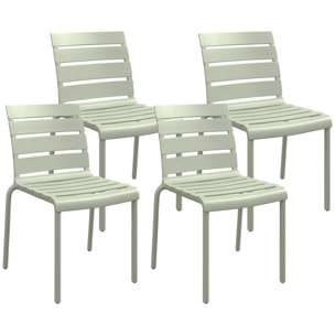 Lot de 4 chaises de jardin empilables avec assise et dossier à lattes vert