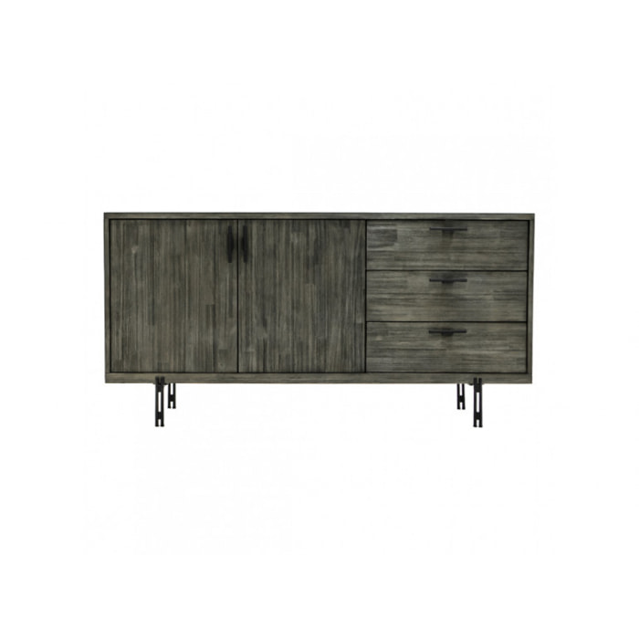 Buffet en bois massif cendré et métal noir - BELLAGIO