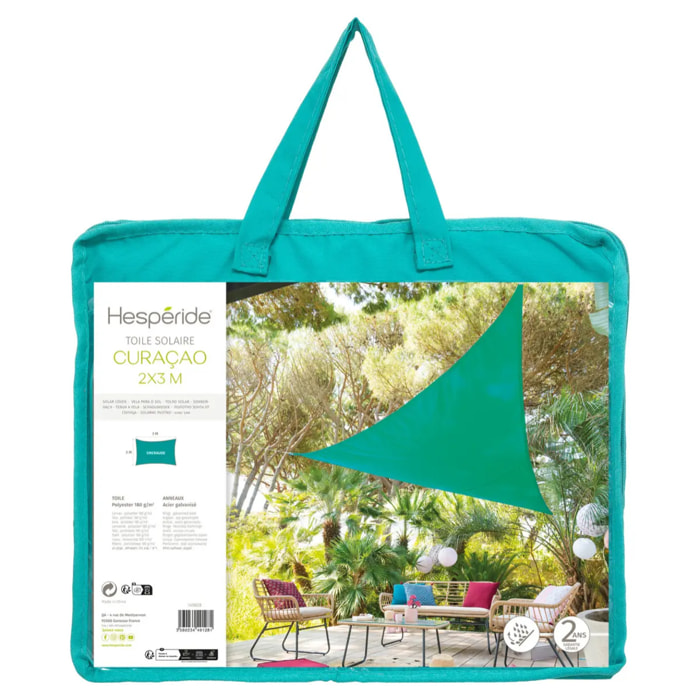 Voile d'ombrage rectangulaire "Curacao" émeraude 3x2m en polyester