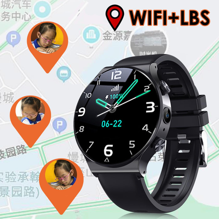 D12W-XT Smartwatch 4G localizador LBS + Wifi. Con termómetro, monitor cardiaco, tensión y oxígeno en sangre.