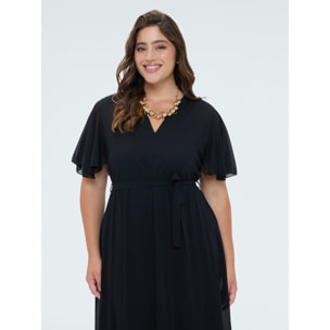Fiorella Rubino - Vestito Dream in georgette con scollo a V - Nero
