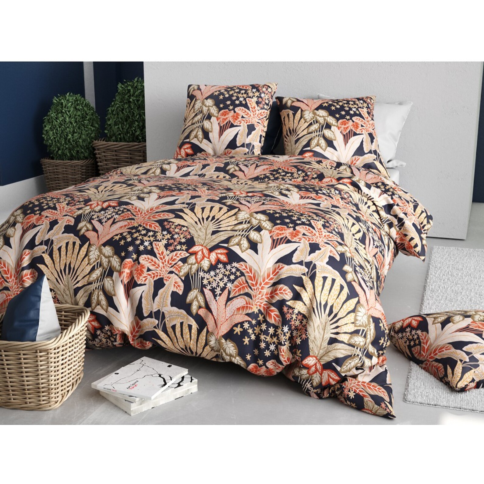 Parure housse de couette 100% coton 57fils + 2 taies Louisiane